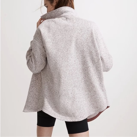 Madewell (Re)sourced Sweater Fleece Shirt Jacket Pale Thistle Pink Sz S NEW - Picture 2 of 13